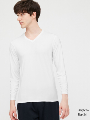 Men Airism V-neck Long-sleeve T-shirt (online Exclusive)