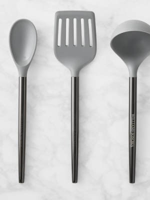 Williams Sonoma Gunmetal Stainless-steel Silicone Utensils, Set Of 3