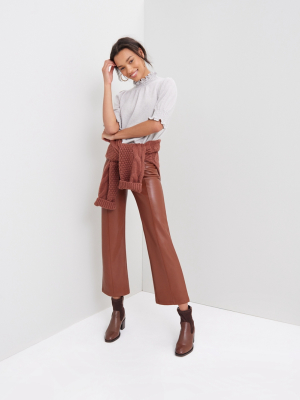 Angelike Faux Leather Cropped Wide-leg Pants