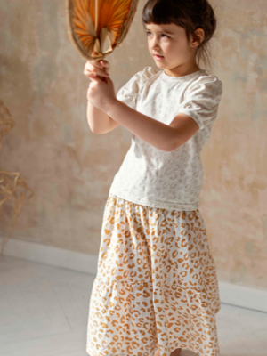 Kids On The Moon Cascade Skirt - Golden Leopard