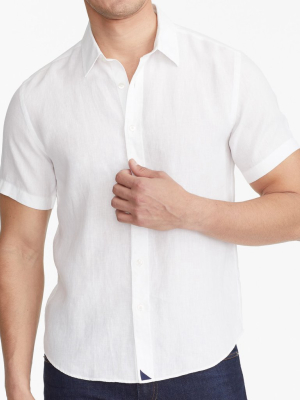 Wrinkle-resistant Short-sleeve Linen Calvano Shirt - Final Sale