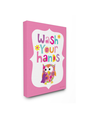 Wash Your Hands On Pink Background Oversized Stretched Canvas Wall Art (30"x40"x1.5") - Stupell Industries