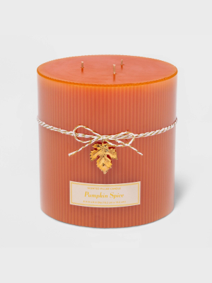 6" X 6" 3-wick Ribbed Pillar Pumpkin Spice Candle - Threshold™