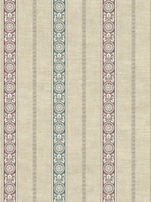 Imperial Stripe Wallpaper In Purple And Teal From The Caspia Collection By Wallquest