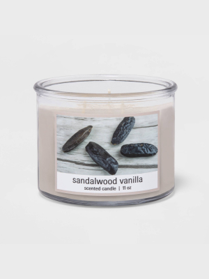 11oz Glass Jar 3-wick Sandalwood Vanilla Candle