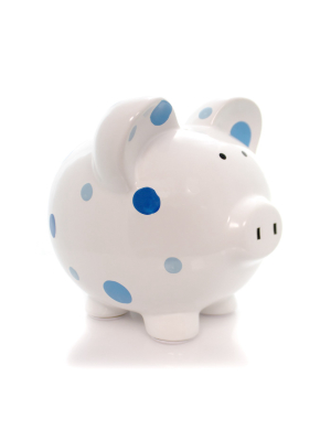 Bank 7.75" Blue Multi Dot Bank Polka Piggy Money Saving - Decorative Banks