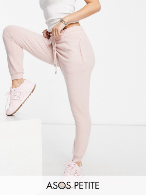 Asos Design Petite Supersoft Slim Leg Sweatpants In Rose