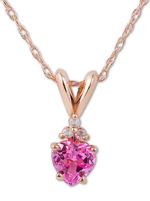 Pompeii3 1/2ct Diamond & Pink Sapphire Heart Pendant 14k Rose Gold