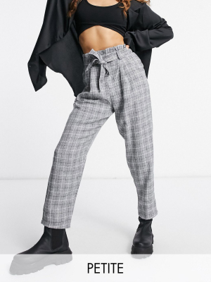 Missguided Petite Pants In Gray Check