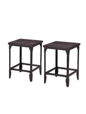 Set Of 2 24" Rustic Sherlock Backless Counter Height Barstool Brown - Steve Silver