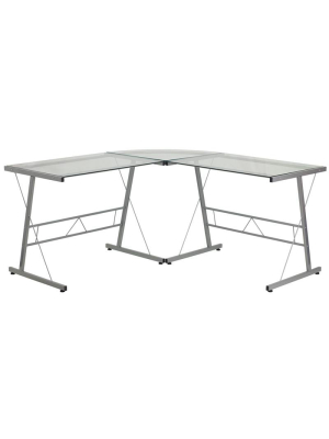 Aubrey Silver Aluminum L-shaped Office Desk