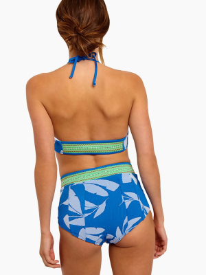 Arcadia High Waist Full Bikini Bottom - Masa Blue Tropical Print