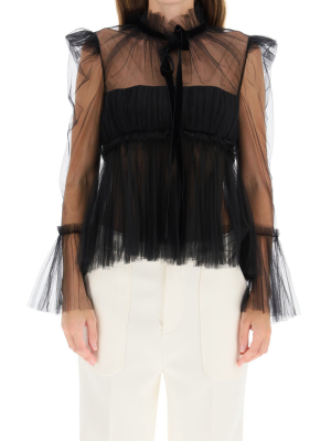 Khaite Dominka Pleated Tulle Blouse