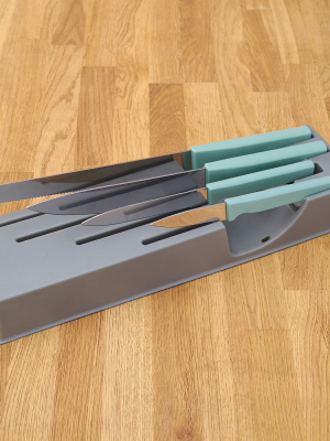 Lakeside Gray Lightweight Knife Block Set With 4 Different Cutting Implements