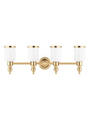 Hudson Valley Lighting Chatham 4-bulb Vanity Lamp - Aged Brass & Opal Glossy