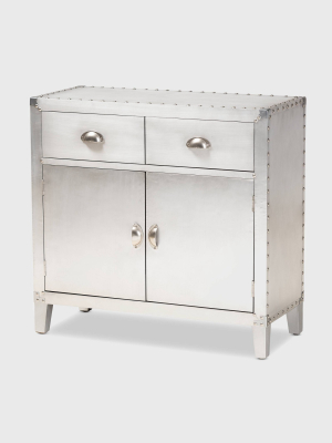 Romain Metal 2 Door Accent Storage Cabinet Silver - Baxton Studio