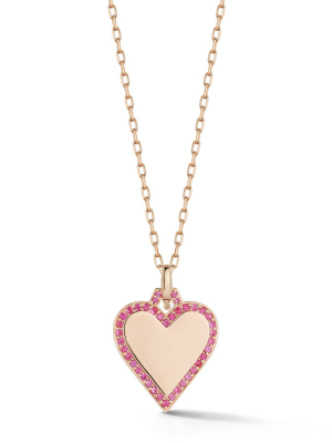 Dora 18k Rose Gold With Pink Sapphire Edge Heart Charm