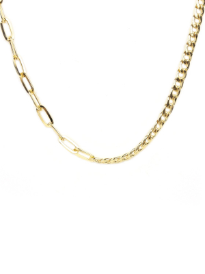 Oval Link & Cuban Chain Choker Necklace