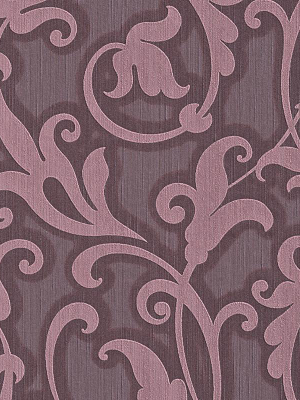 Floral Scrollwork Wallpaper In Purple Design By Bd Wall