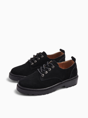 Furnace Black Chunky Leather Lace Up Shoes