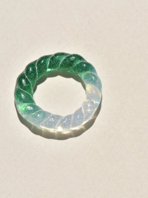 Emerald / Opal Glass Rope Ring