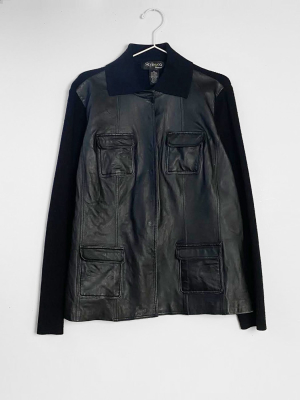 Igwt Vintage - Leather And Knit Jacket / Black