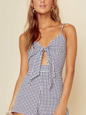 Blue Life Navy Gingham Tied Up Romper R097-7202-nvgng