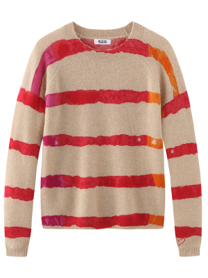 Cashmere Tie Dye Stripe Long Sleeve Sweater