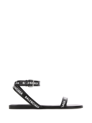 Balenciaga Allover Logo Ankle Strap Sandals