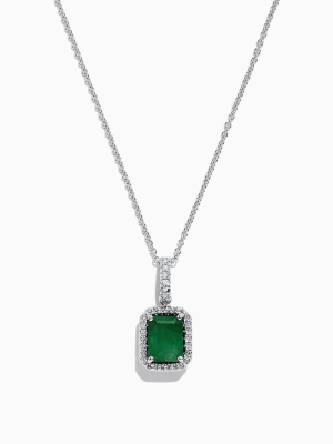 Effy Brasilica 14k White Gold Emerald And Diamond Pendant, 1.55 Tcw