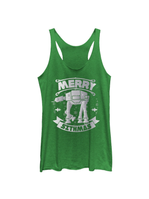 Women's Star Wars Christmas Sithmas At-at Racerback Tank Top