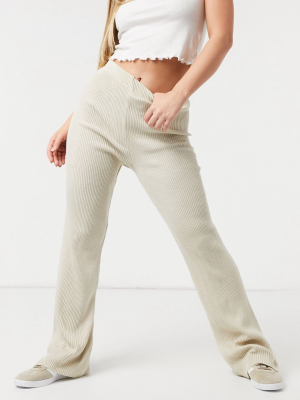 Girl In Mind Knitted Wide Leg Pant In Cream