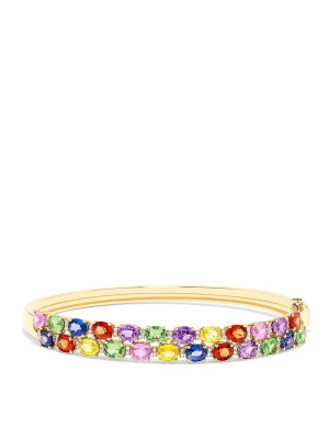 Effy Watercolors 14k Gold Multi Sapphire And Diamond Bangle, 9.95 Tcw