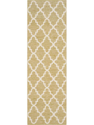 Montauk Quatrefoil Green/ivory Runner Rug