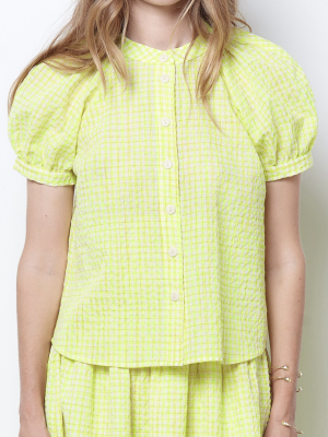 Sidney Puff Sleeve Top - Neon