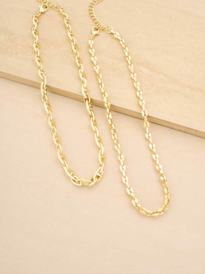 Golden Rays Linked Chain 18k Gold Plated Necklace Set