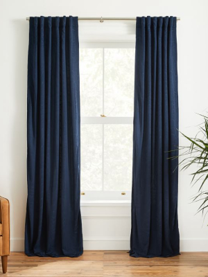 Faux Silk Moire Curtain - Midnight