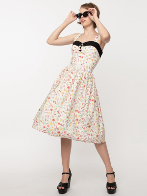 Magnolia Place Ivory & Summertime Print Swing Skirt