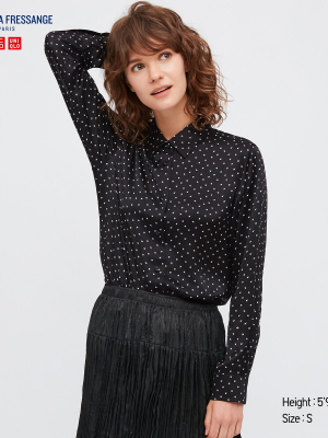 Women Silk Printed Long-sleeve Blouse (ines De La Fressange)