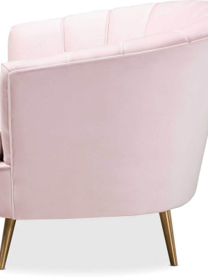 Emara Velvet Fabric Upholstered Chair Light Pink/gold