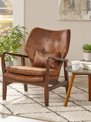 Haddie Mid Century Modern Microfiber Club Chair Brown - Christopher Knight Home