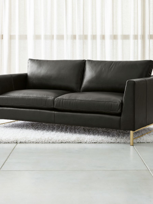Tyson Leather Apartment Sofa With Brass Base