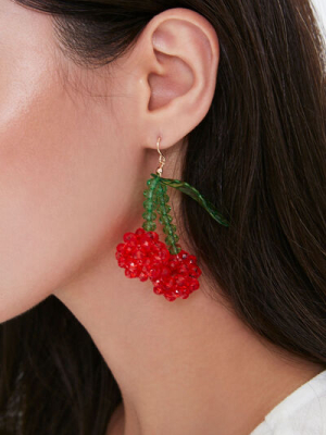 Beaded Cherry Drop Earrings