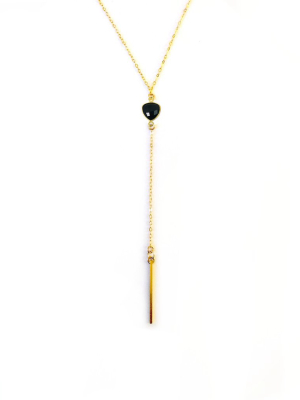 Onyx Lariat Bar Necklace