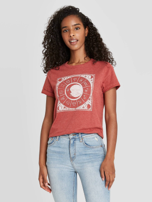 Women's Mystic Moon Short Sleeve Graphic T-shirt - Burgundy