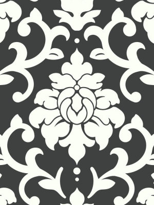 Damask Peel & Stick Wallpaper In Black By Roommates For York Wallcoverings