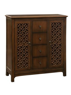 2 Door Cabinet With Lattice Fretwork Doors Brown - Stylecraft