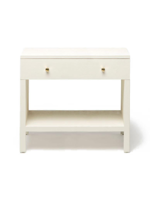 Maris Double Nightstand White Faux Belgian Linen