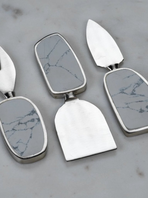 Amalfi Set/3 Cheese Tool Set - White W/ Nickel