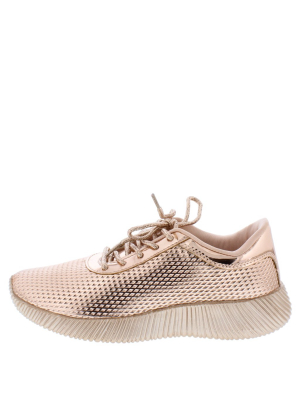 Spyrock14 Rose Gold Lace Up Tapered Sneaker Flat